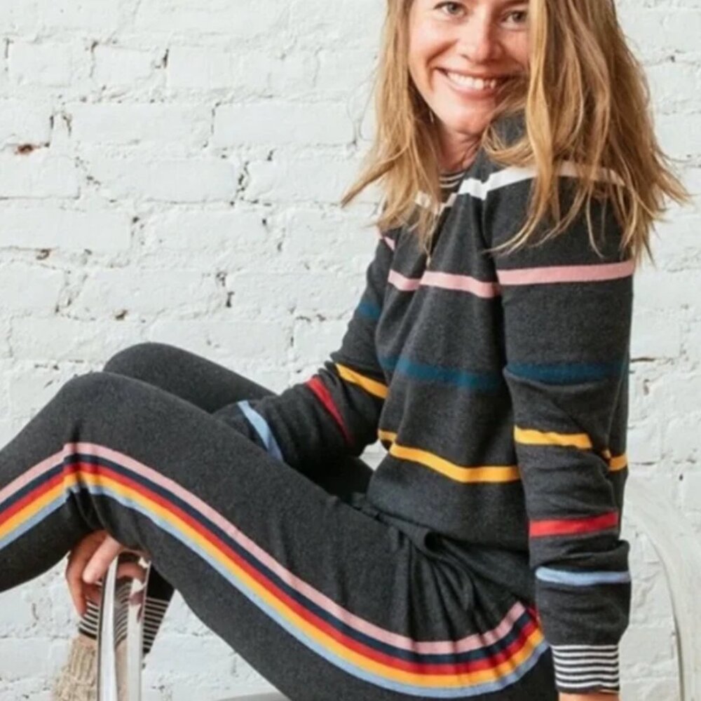 Faherty Surf Stripe Two Piece Jogger & Sweater Set - Size Small